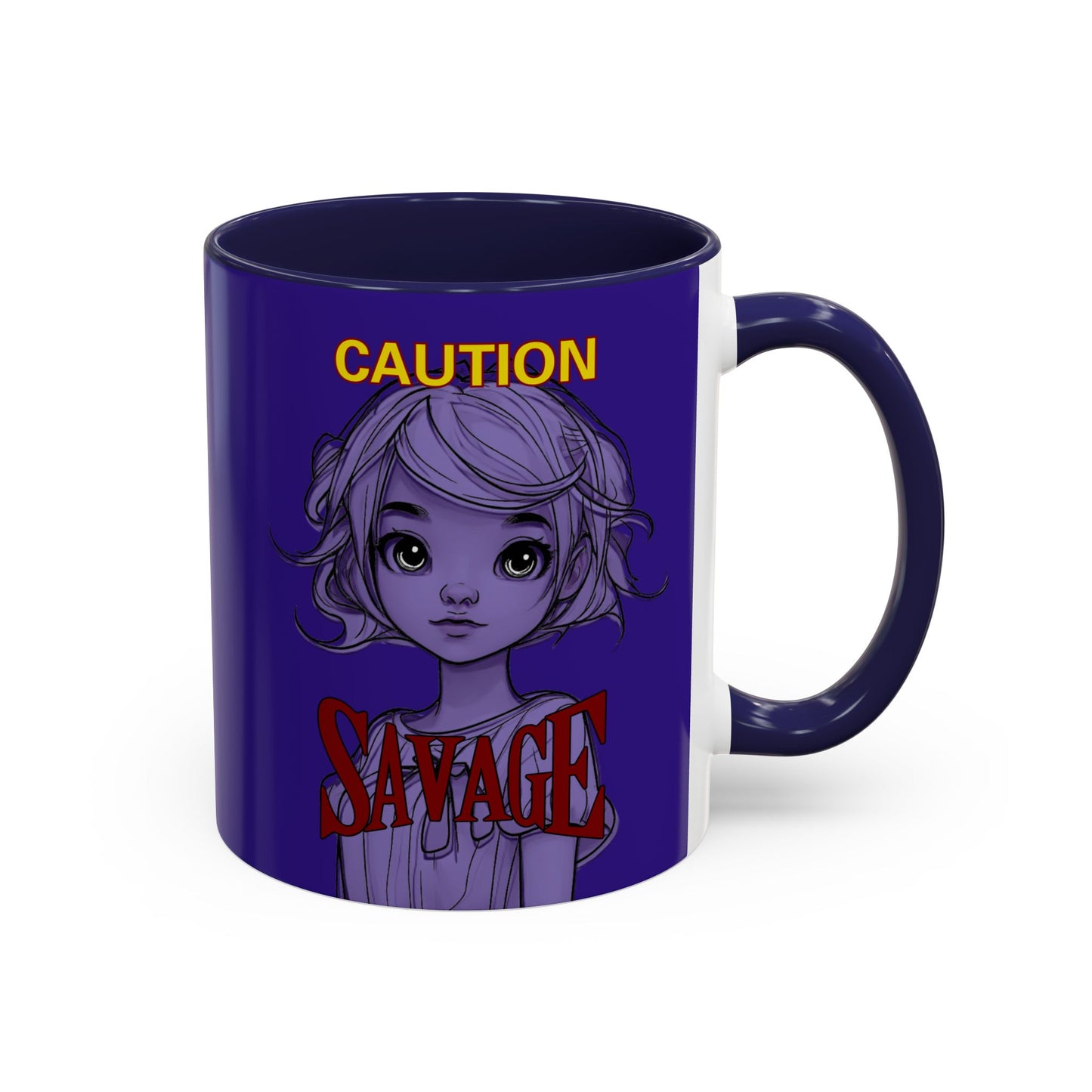 Caution, Savage Dark Purple Accent Mug by cypherpunkgear.com