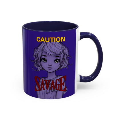 Caution, Savage Dark Purple Accent Mug by cypherpunkgear.com
