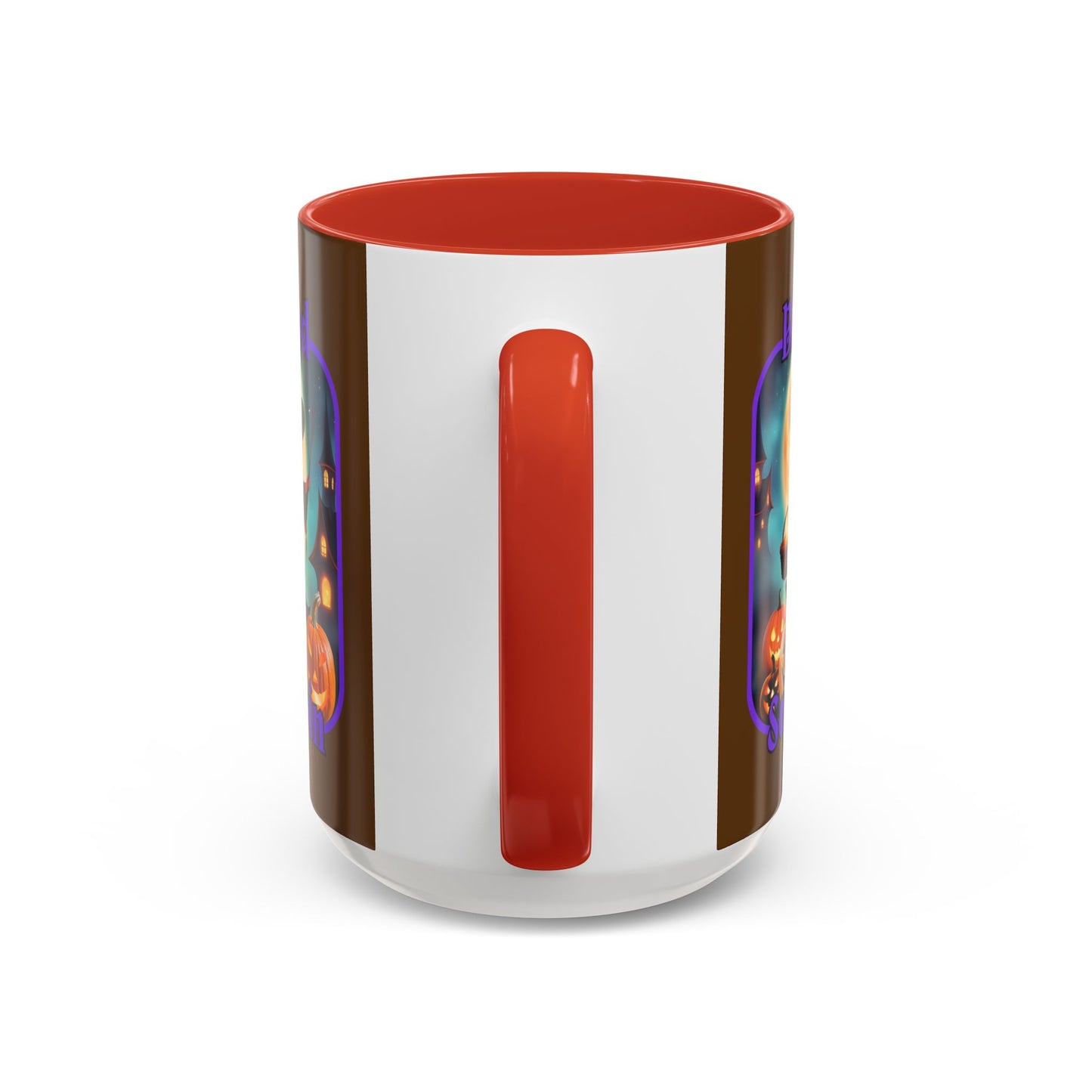 Blessed Samhain Little Witch Purple font Brown Accent Mug by CreepyCrafts.boo