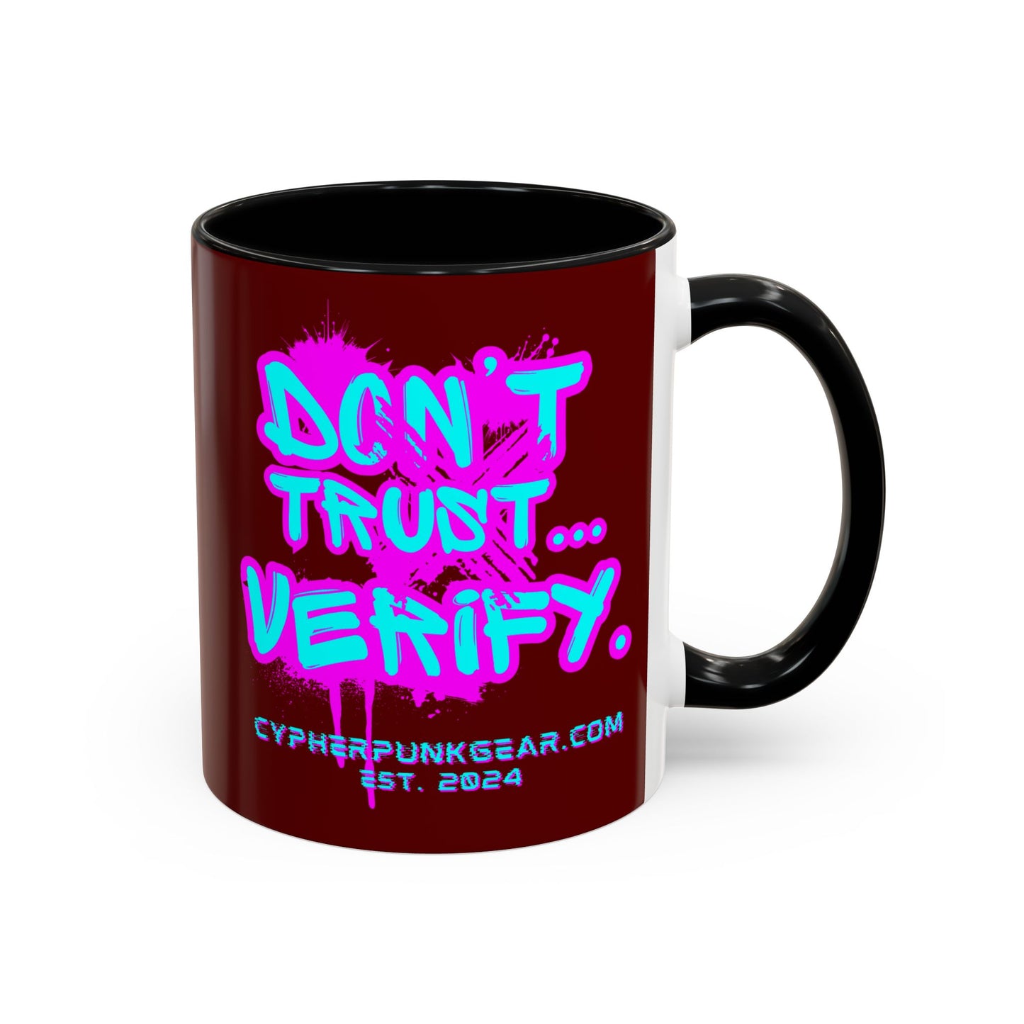 Don't Trust...Verify. Red Accent Mug by cypherpunkgear.com