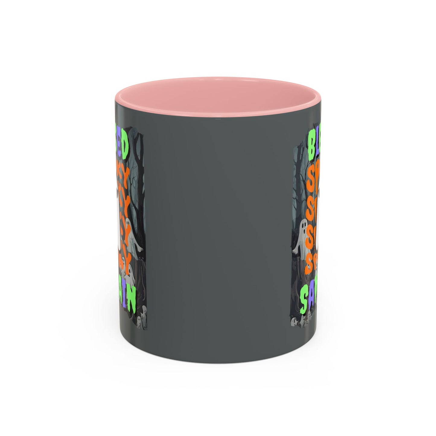 Spooky Blessed Samhain Ghost Mixed font Accent Mug by CreepyCrafts.boo