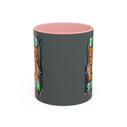 Spooky Blessed Samhain Ghost Mixed font Accent Mug by CreepyCrafts.boo