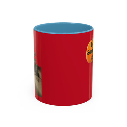 Is it Samhain yet? Skeleton's Pumpkin Red Accent Mug by CreepyCrafts.boo