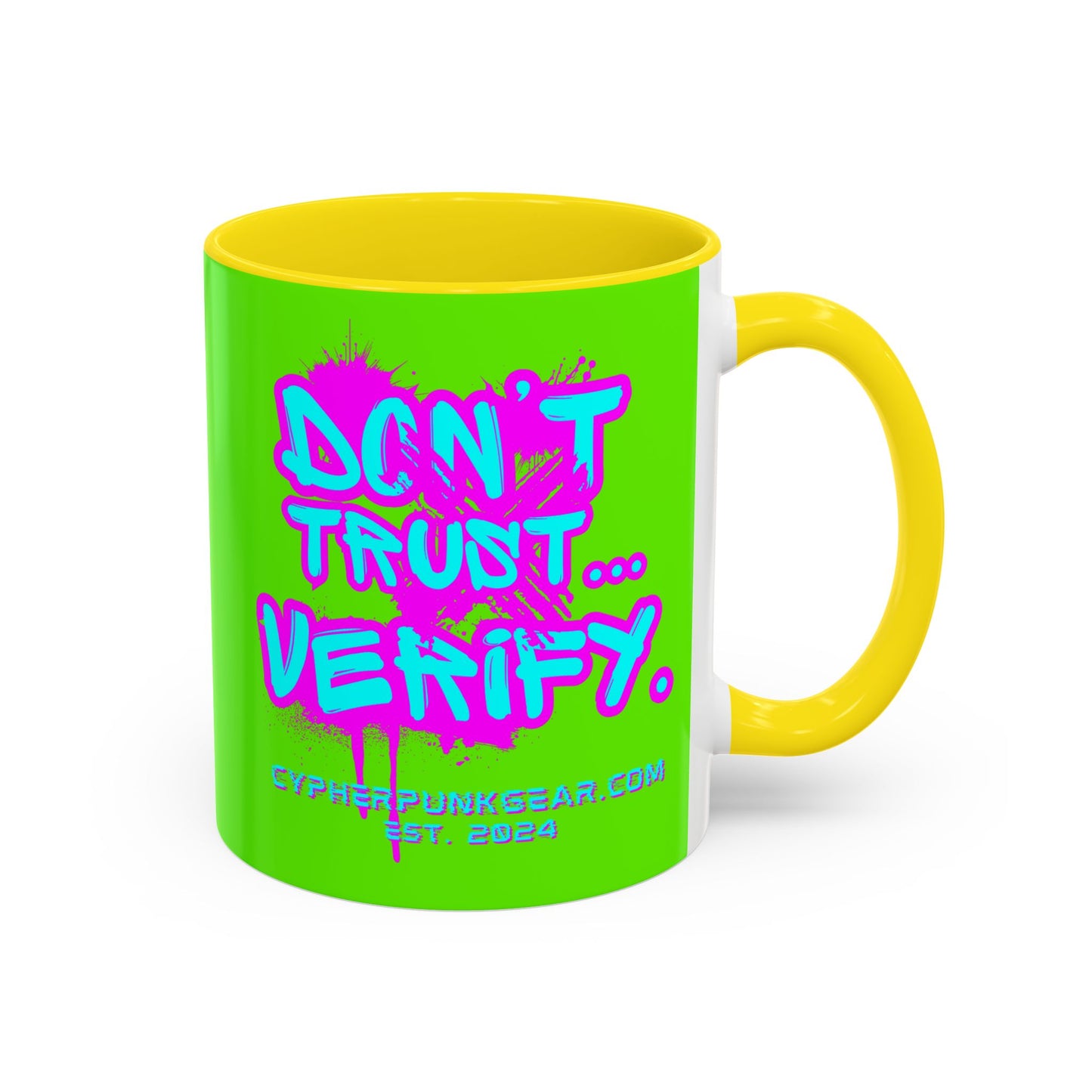 Don't Trust...Verify. Green Accent Mug by cypherpunkgear.com