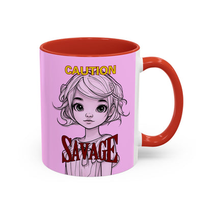 Caution, Savage Pink Accent Mug by cypherpunkgear.com