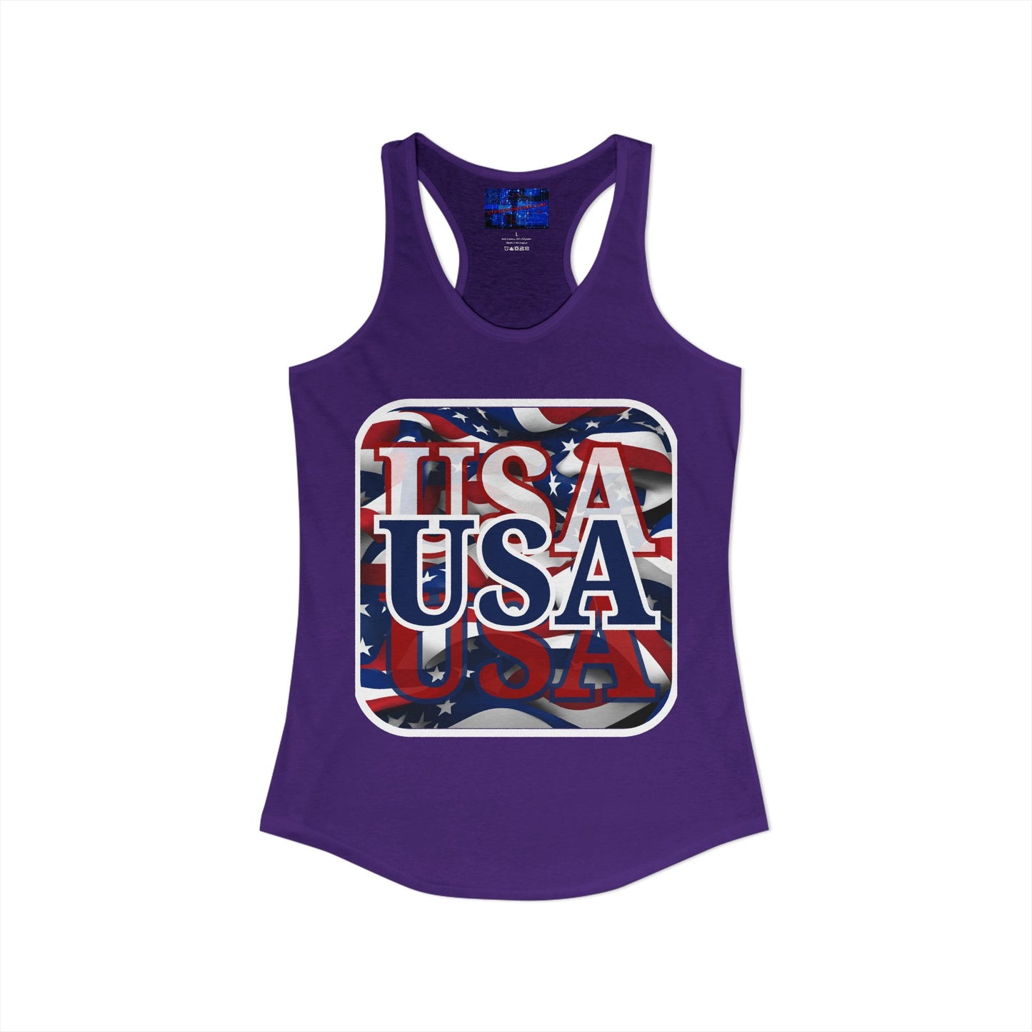 Red White and BLUE USA Patriot Women's Racerback Tank Top by cypherpunkgear.com