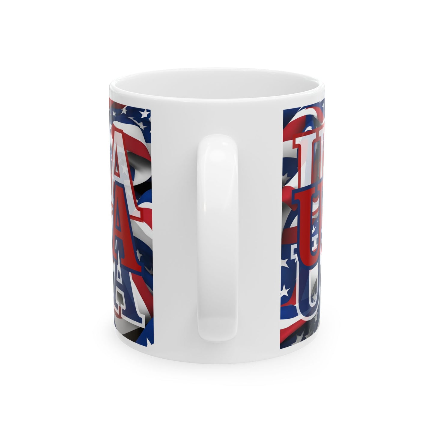 USA Red font Center Patriot White Mug by cypherpunkgear.com