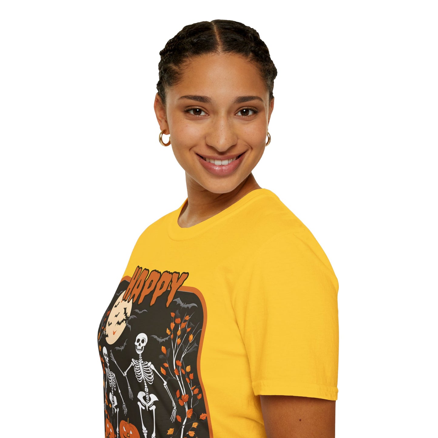 Spooktacular Skeletons of Halloween Light colors Unisex T-shirt by CreepyCrafts.boo