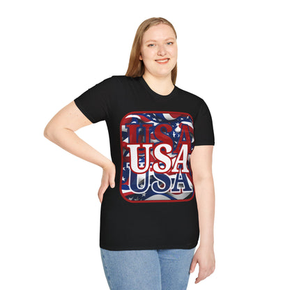 Red WHITE and Blue USA Patriot Dark colors Unisex T-Shirt by cypherpunkgear.com