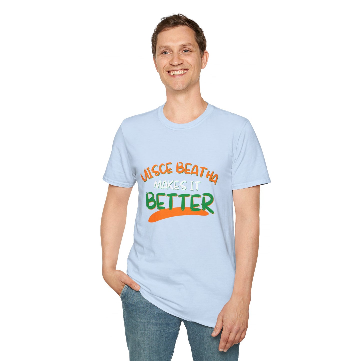 Uisce Beatha makes it better OWGfont LTcolors Unisex T-Shirt by cypherpunkgear