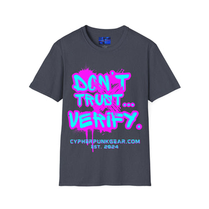 Don't Trust...Verify. Dark colors Unisex T-Shirt by cypherpunkgear.com