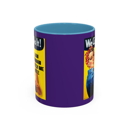 I Am Woman Watch Me Vote Rosie Purple Accent Mug by cypherpunkgear.com