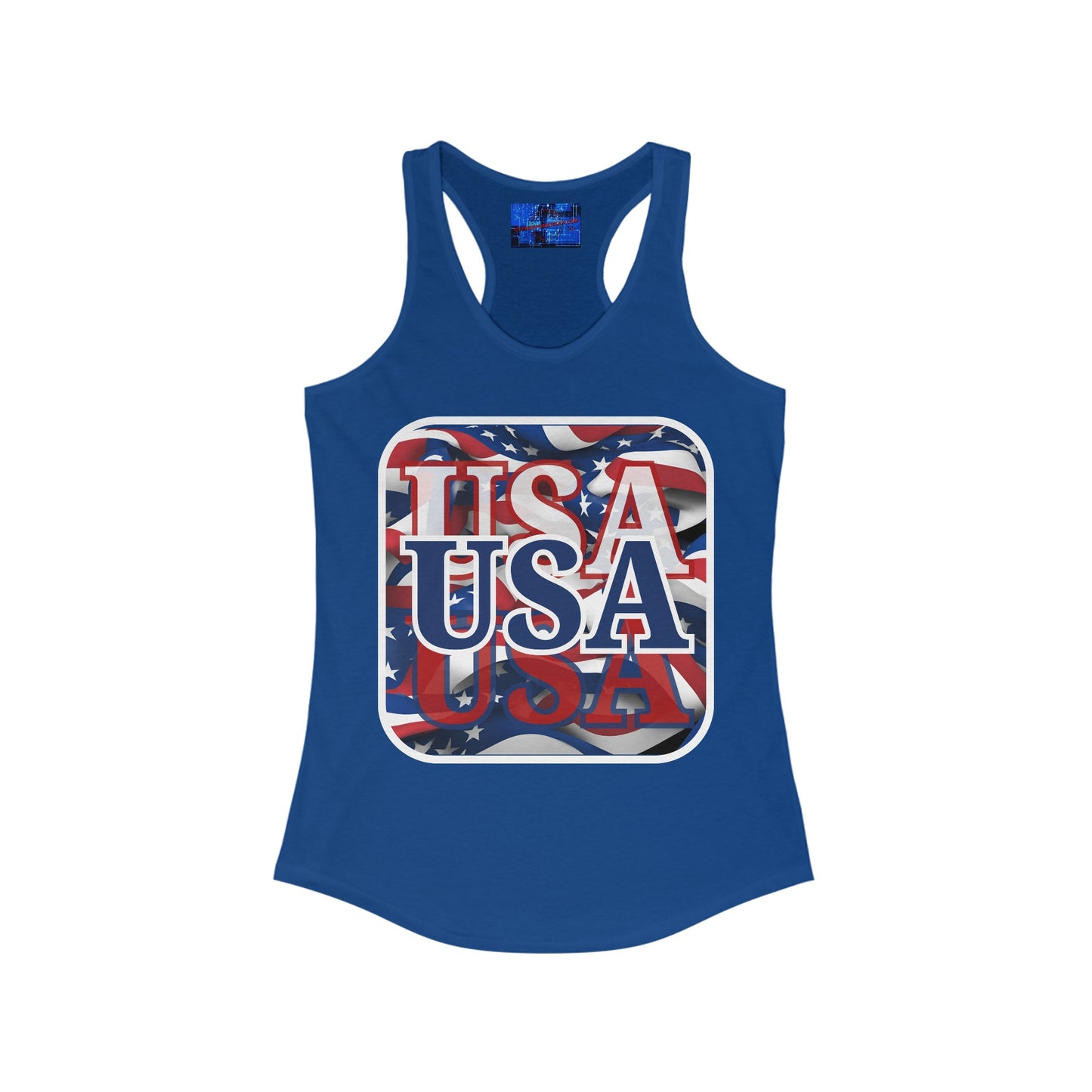 Red White and BLUE USA Patriot Women's Racerback Tank Top by cypherpunkgear