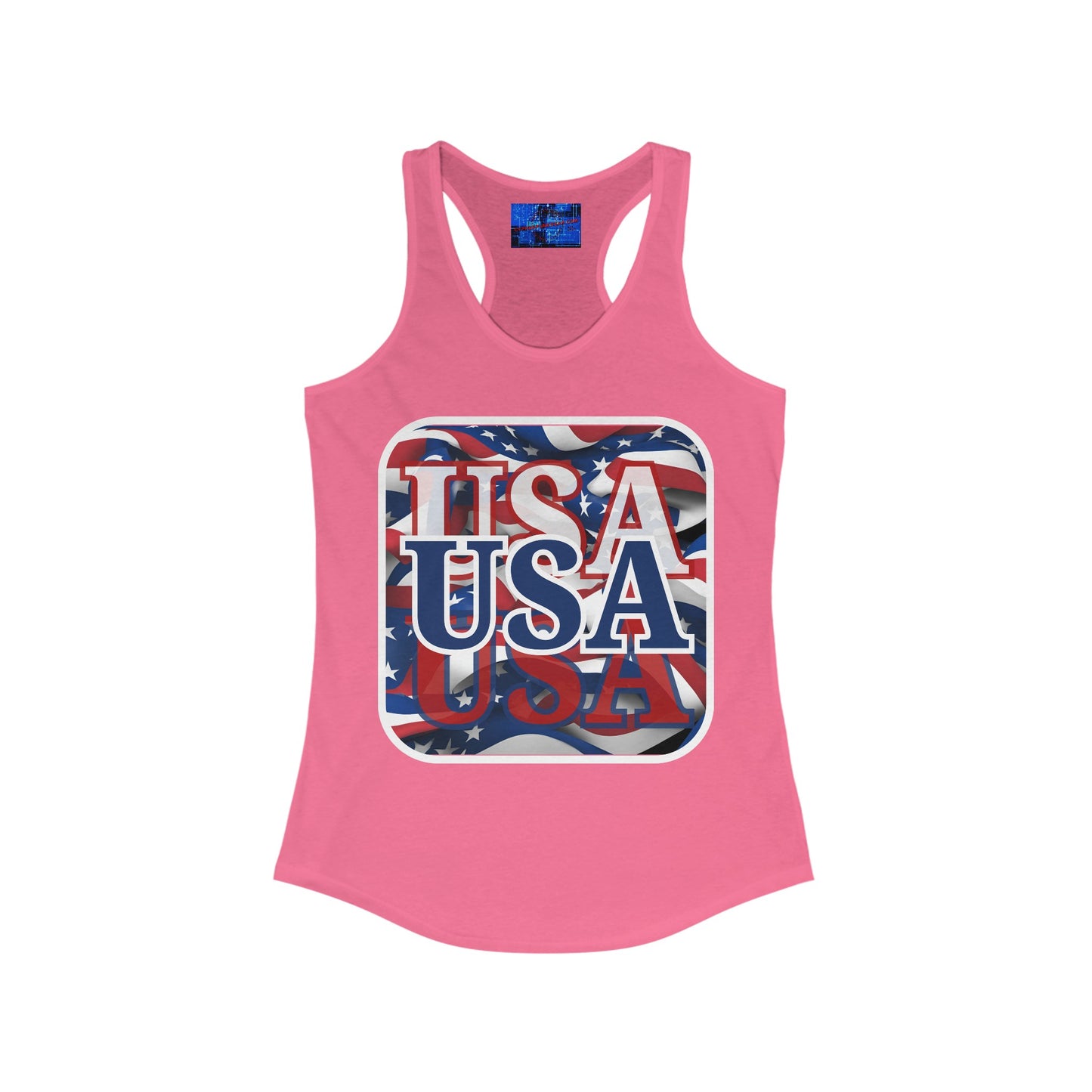 Red White and BLUE USA Patriot Women's Racerback Tank Top by cypherpunkgear