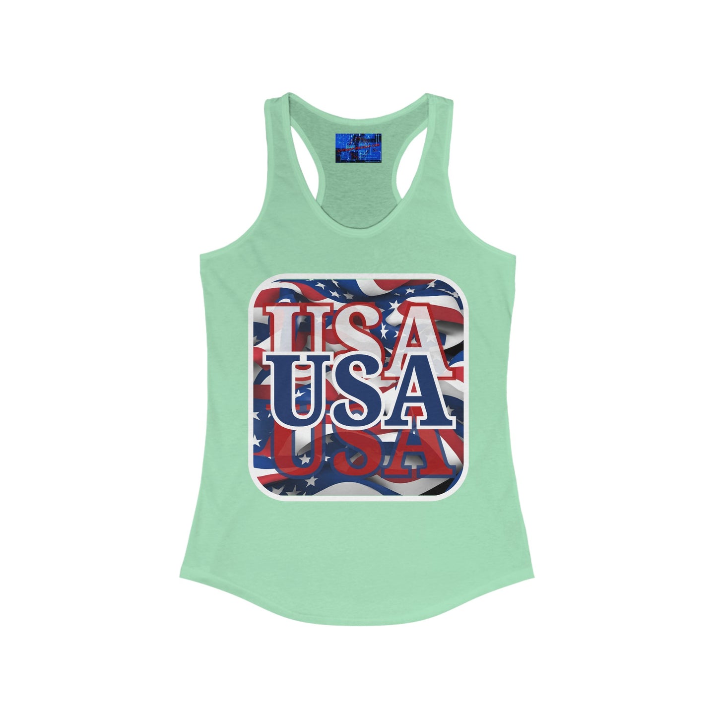 Red White and BLUE USA Patriot Women's Racerback Tank Top by cypherpunkgear