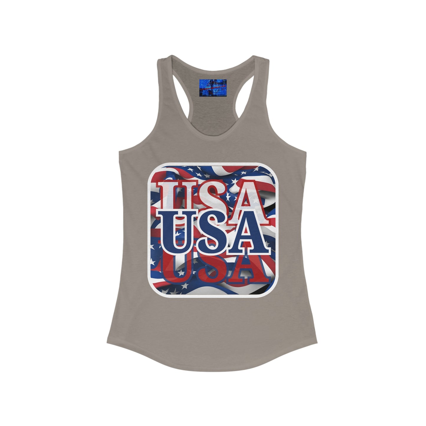 Red White and BLUE USA Patriot Women's Racerback Tank Top by cypherpunkgear