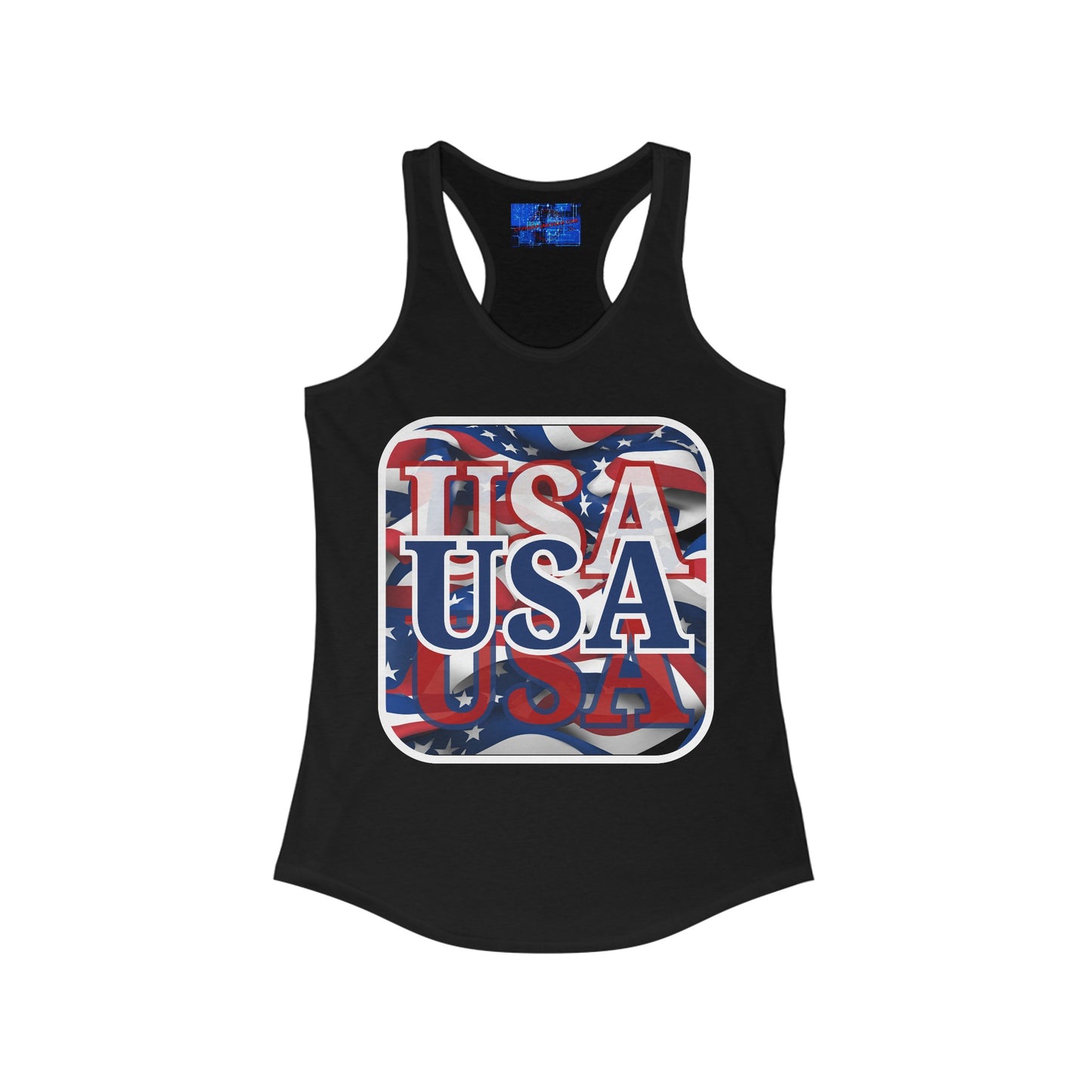 Red White and BLUE USA Patriot Women's Racerback Tank Top by cypherpunkgear