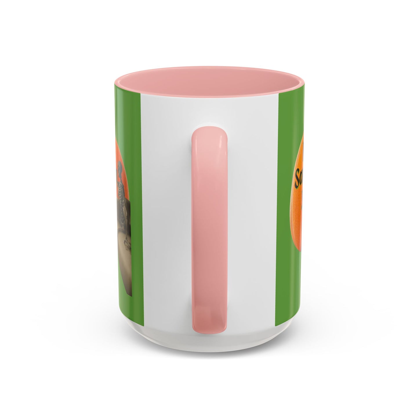 Is It Samhain Yet? Skeleton's Giant Pumpkin Green Accent Mug by CreepyCrafts.boo