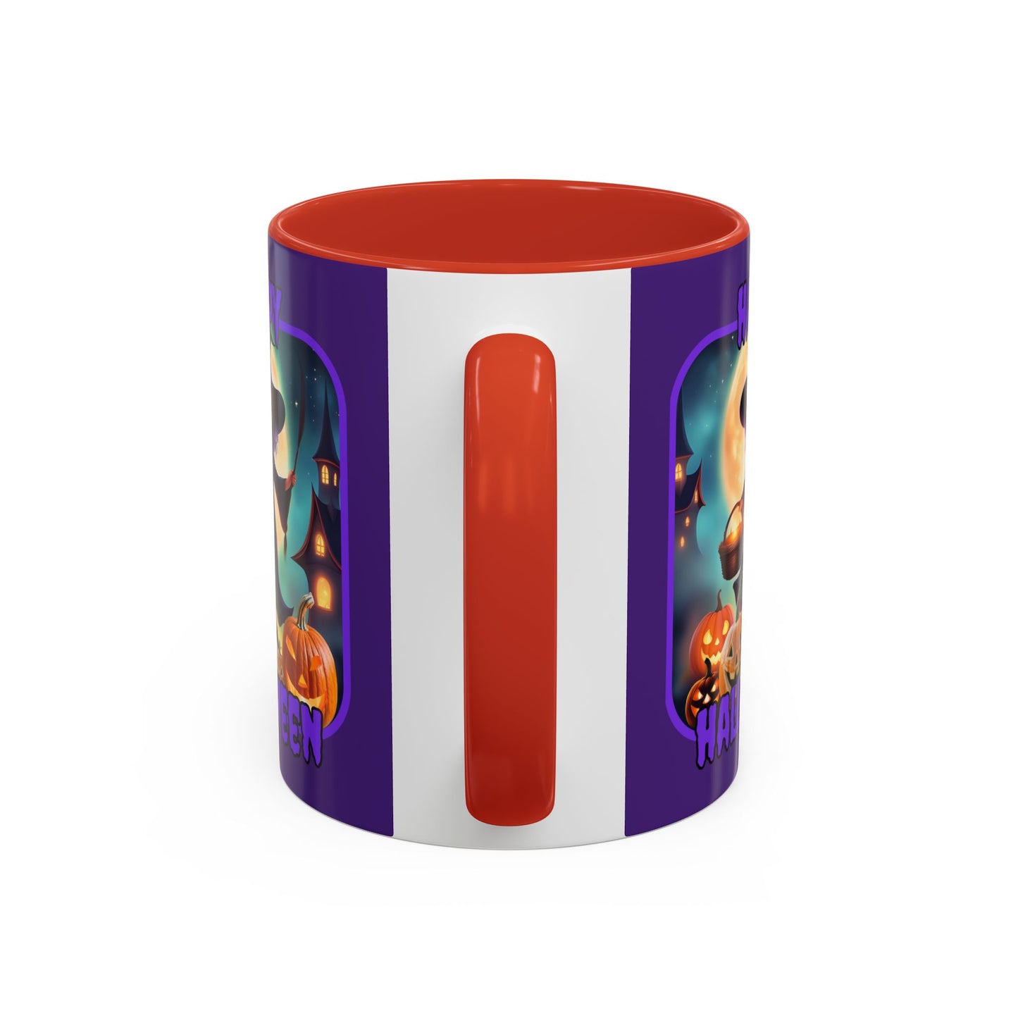 Happy Halloween Little Witch Purple font Purple Accent Mug by CreepyCrafts.boo