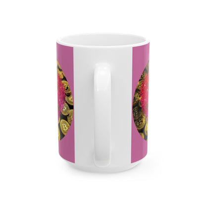Bitcoin is My Valentine Pink and White Mug by cypherpunkgear.com