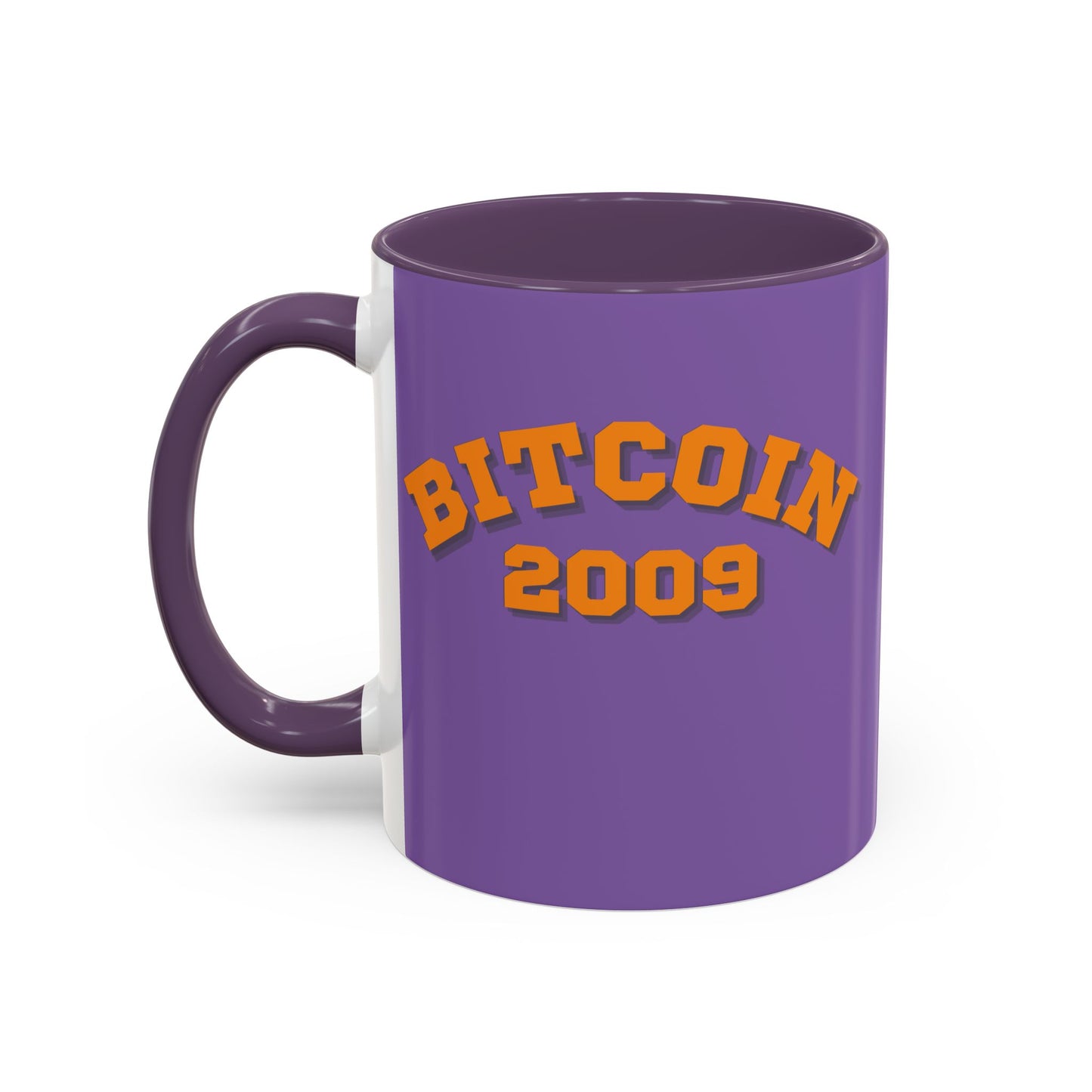 Bitcoin 2009 Light Purple Accent Mug by cypherpunkgear.com