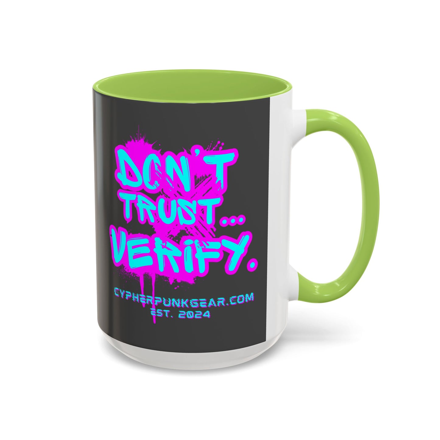 Don't Trust...Verify. Grey Accent Mug by cypherpunkgear.com