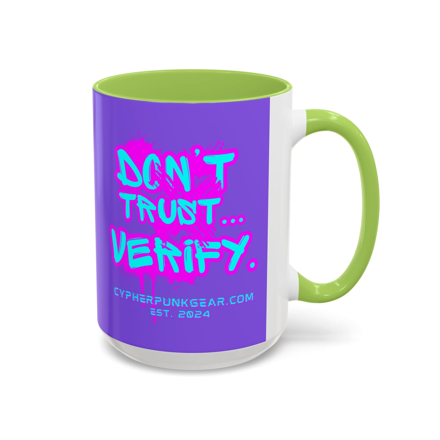 Don't Trust...Verify. Light Purple Accent Mug by cypherpunkgear.com