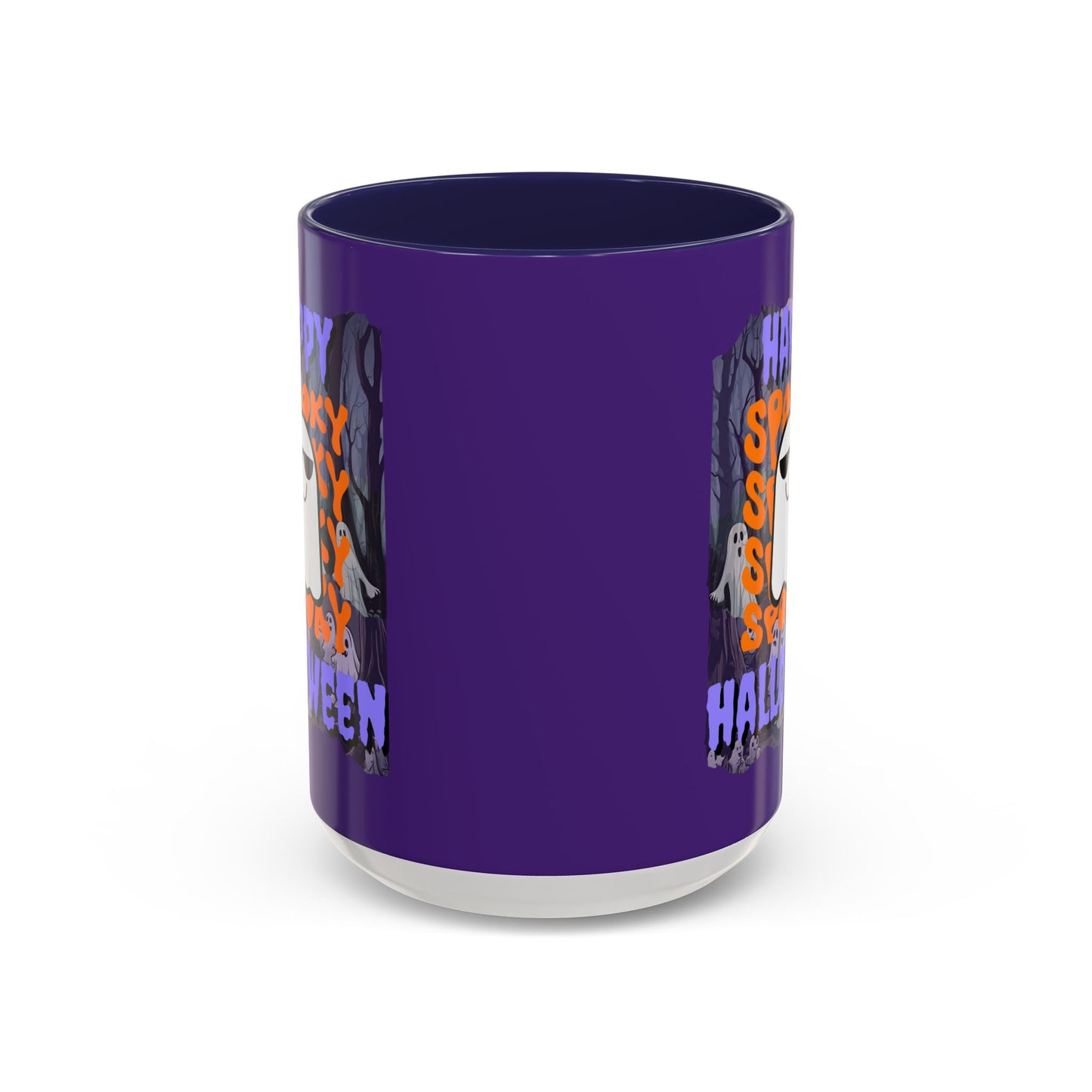 Spooky Happy Halloween Ghost PRfont Accent Mug by cypherpunkgear