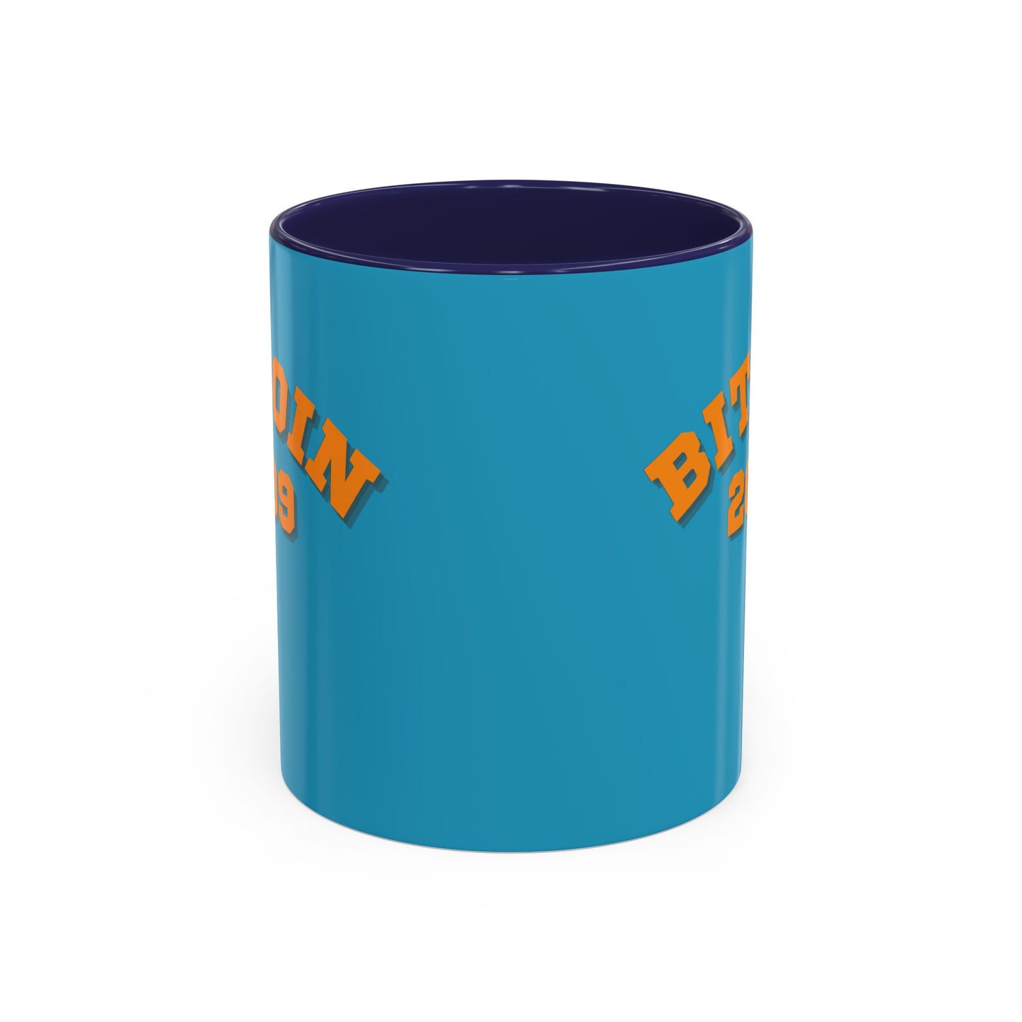Bitcoin 2009 Turquoise Accent Mug by cypherpunkgear.com