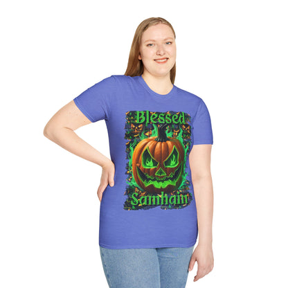 Blessed Samhain Green Jack Light colors Unisex T-Shirt by CreepyCrafts.boo