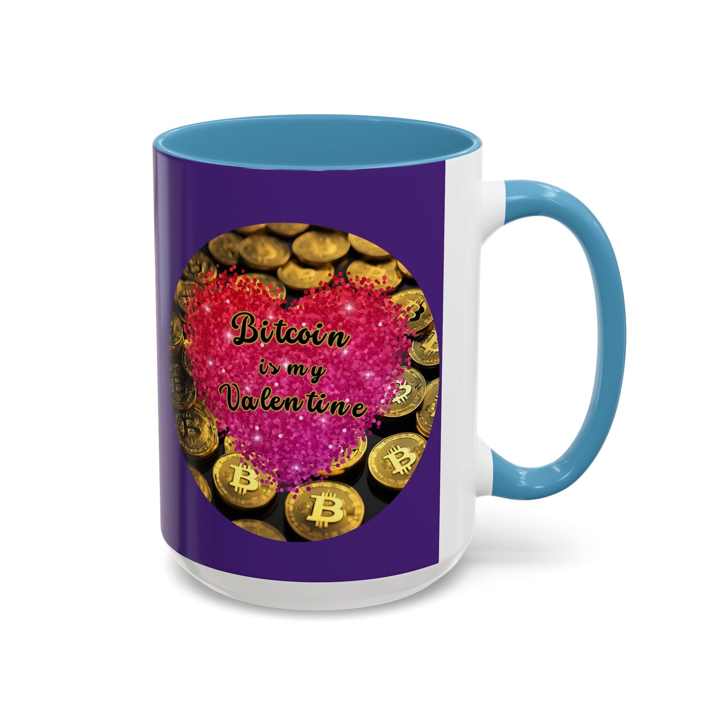 Bitcoin is My Valentine Purple Accent Mug by cypherpunkgear.com