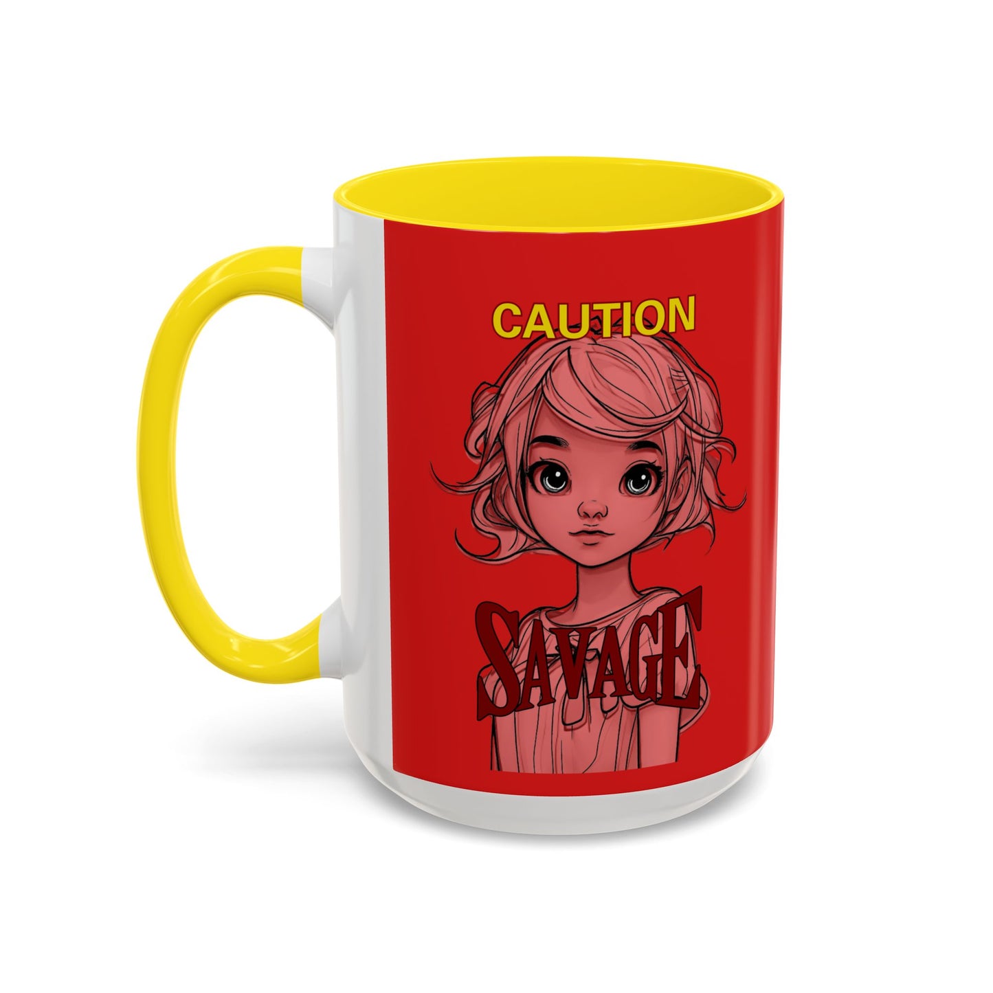 Caution, Savage Red Accent Mug by cypherpunkgear.com