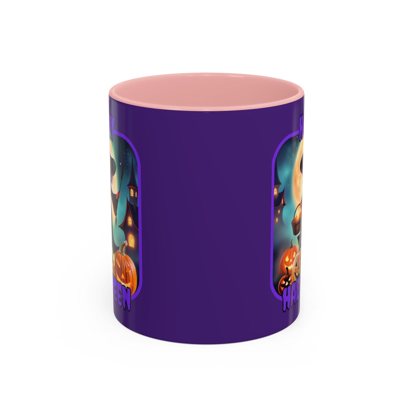 Happy Halloween Little Witch Purple font Purple Accent Mug by CreepyCrafts.boo