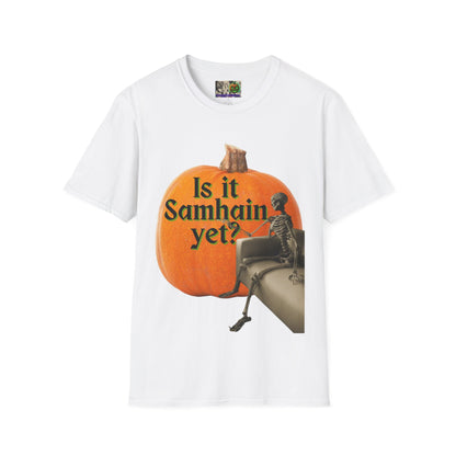 Is It Samhain Yet? Skeleton's Giant Pumpkin Light colors Unisex T-Shirt by CreepyCrafts.boo
