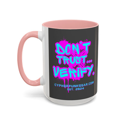 Don't Trust...Verify. Grey Accent Mug by cypherpunkgear.com