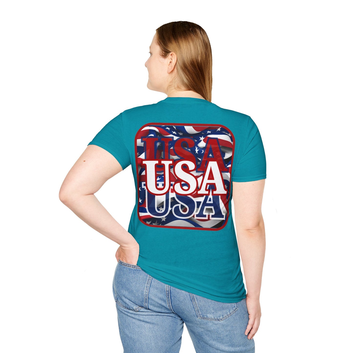 2-sided Red WHITE and Blue USA Patriot DKcolors Unisex T-Shirt by cypherpunkgear