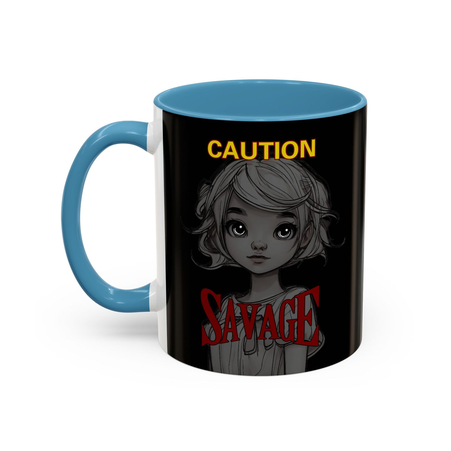 Caution, Savage Black Accent Mug by cypherpunkgear.com