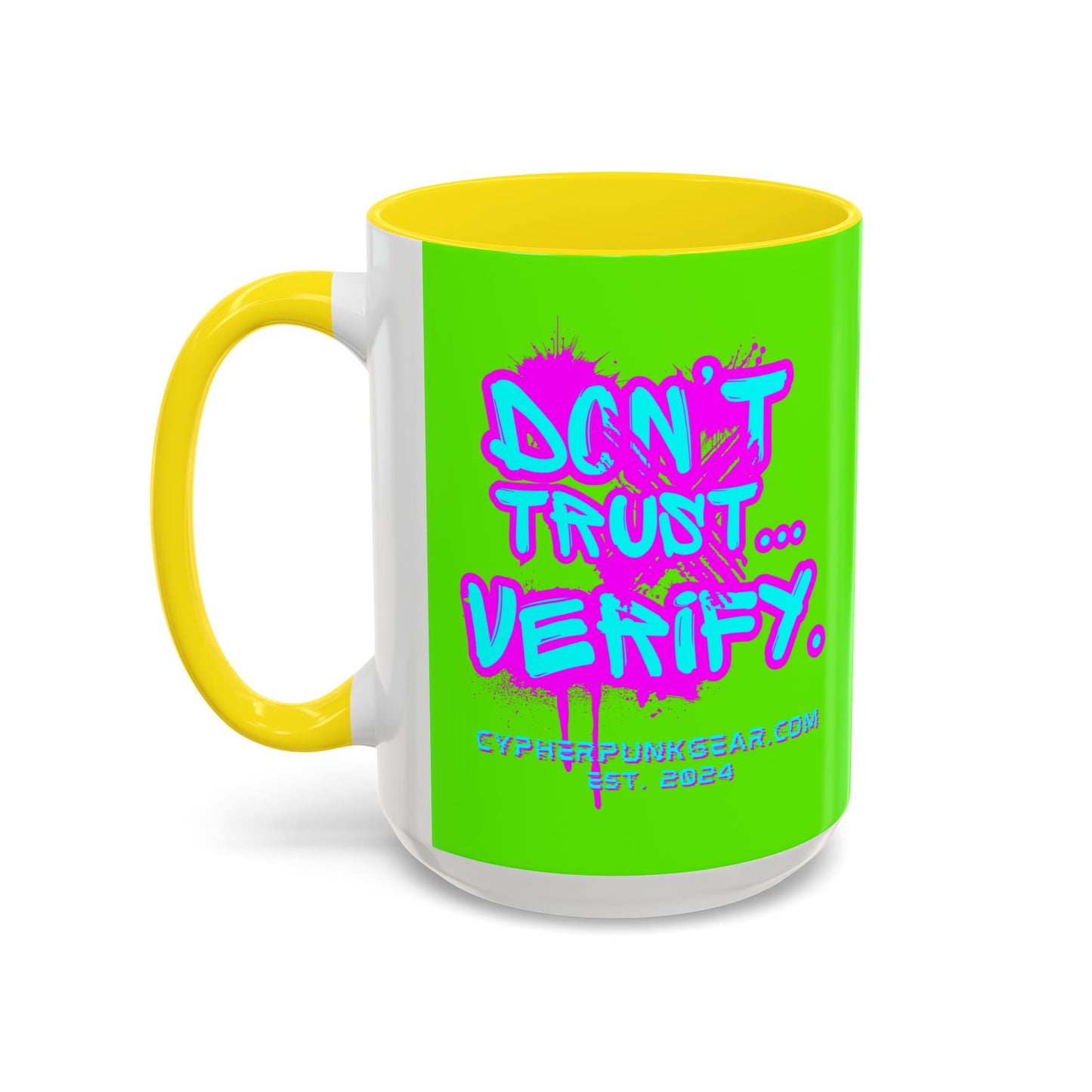 Don't Trust...Verify. Green Accent Mug by cypherpunkgear.com