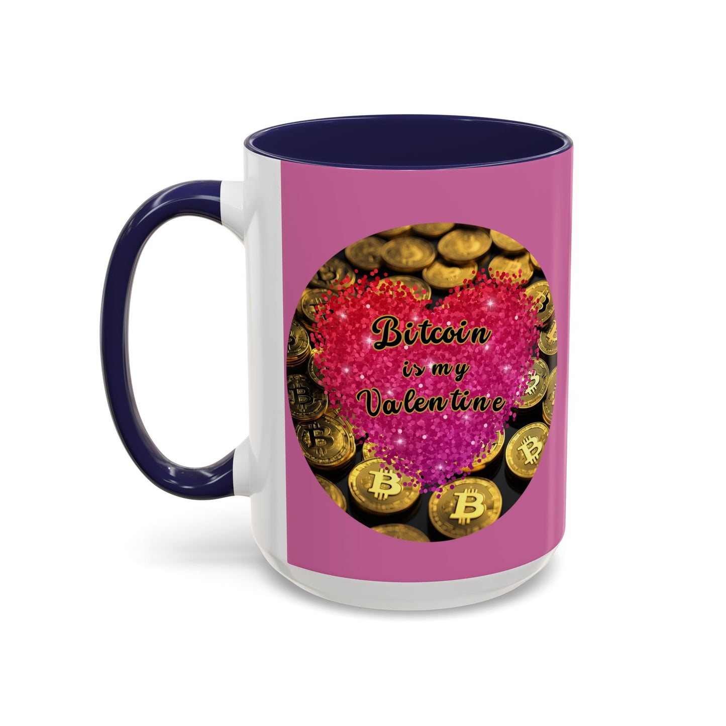 Bitcoin is My Valentine Pink Accent Mug by cypherpunkgear.com