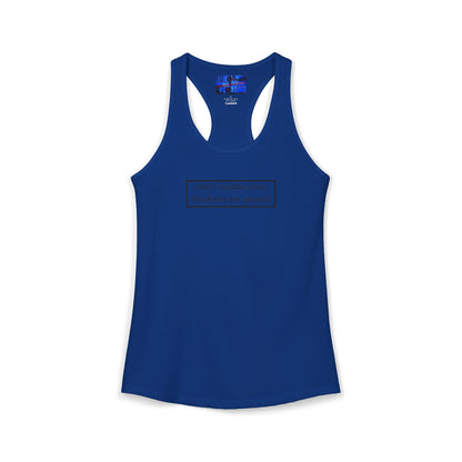 don't assume your freedoms are assured, Black font, Women's Racerback Tank Top by cypherpunkgear.com