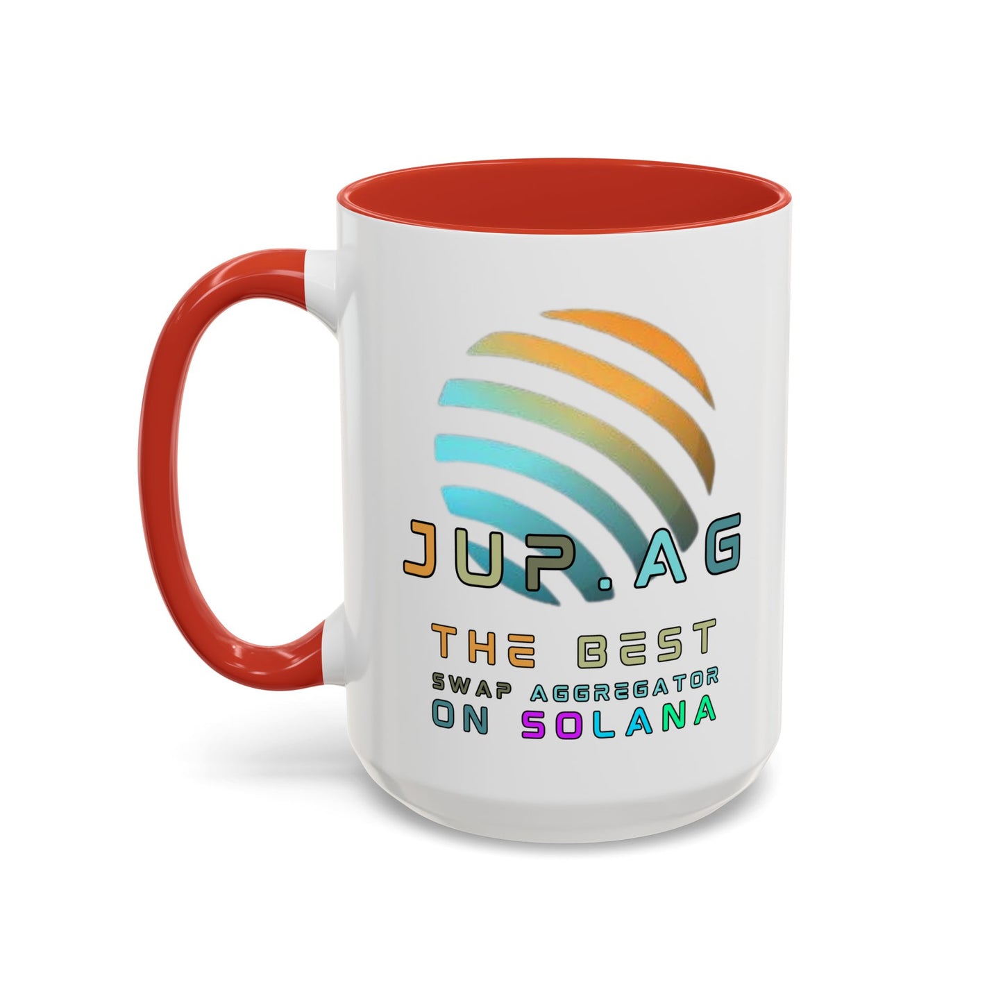Jupiter (JUP) the best aggregator on Solana White Accent Mug by cypherpunkgear.com