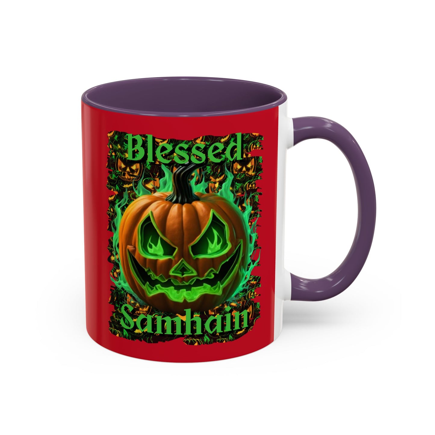 Blessed Samhain Green Jack Red Accent Mug by CreepyCrafts.boo