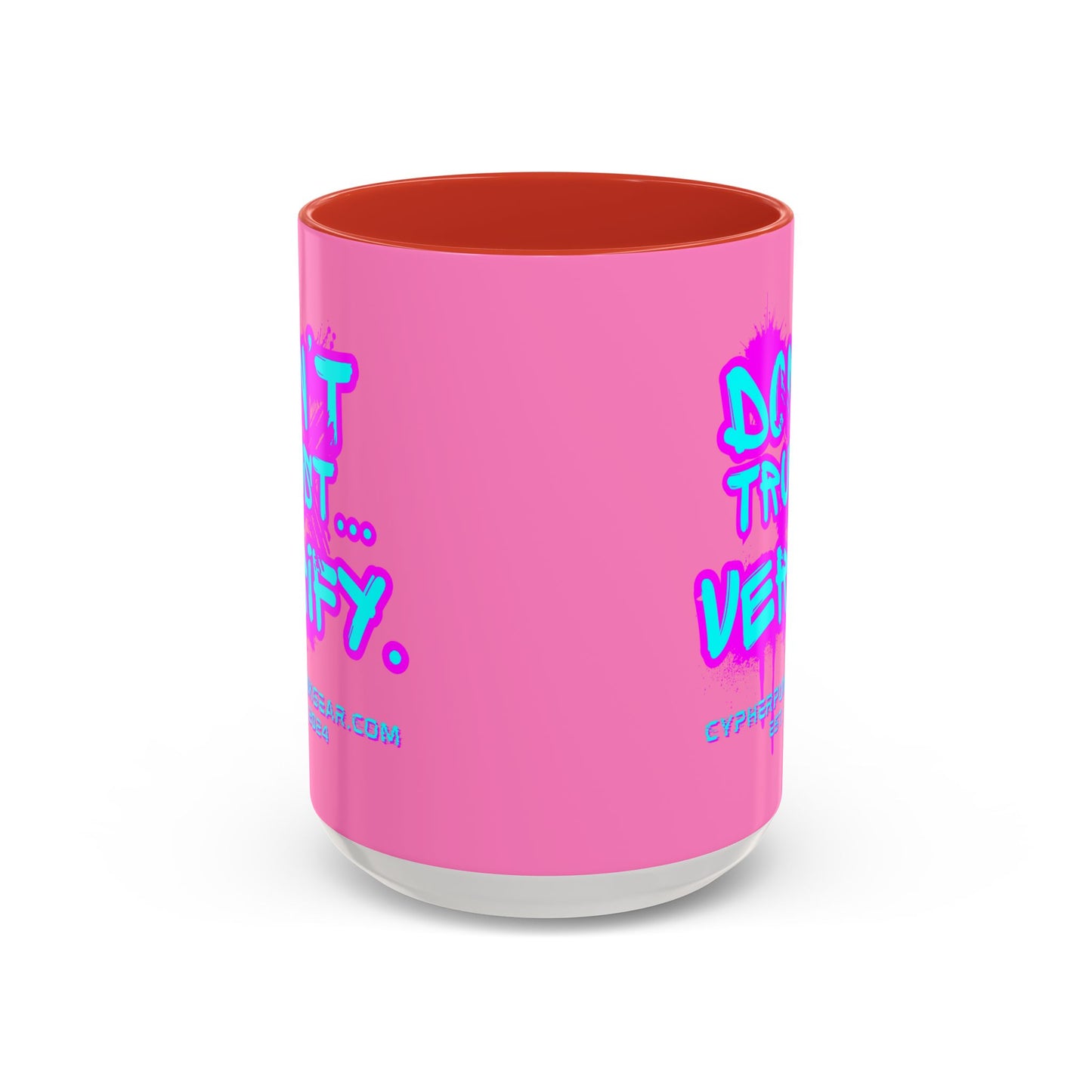 Don't Trust...Verify. Light Pink Accent Mug by cypherpunkgear.com