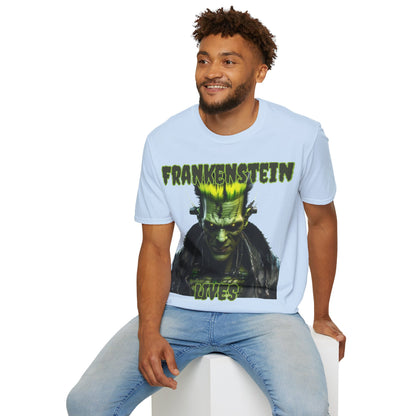 Frankenstein Lives Light colors Unisex T-Shirt by CreepyCrafts.boo