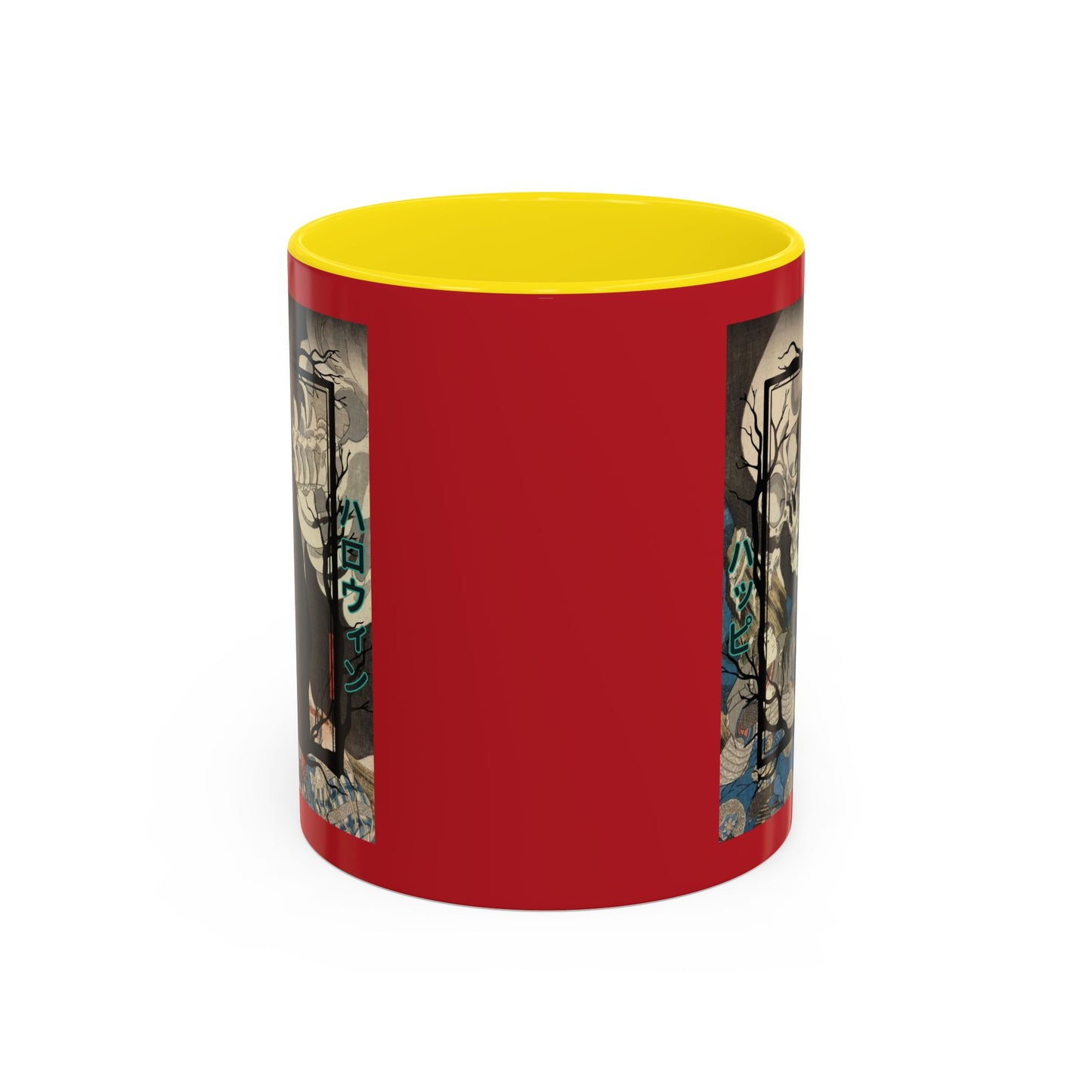 Yōkai Happy Halloween Red Accent Mug by CreepyCrafts.boo