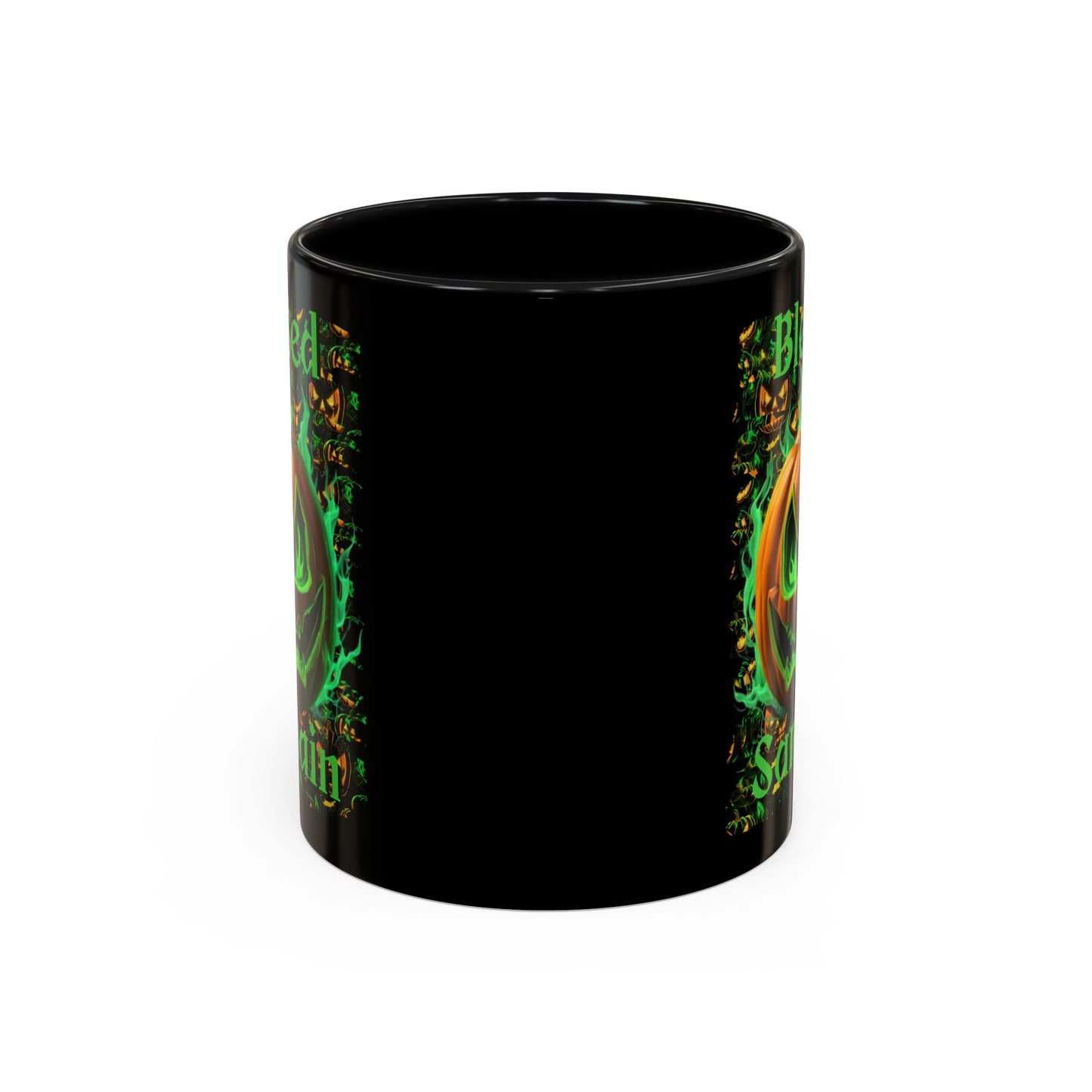 Blessed Samhain Green Jack Black Accent Mug by CreepyCrafts.boo