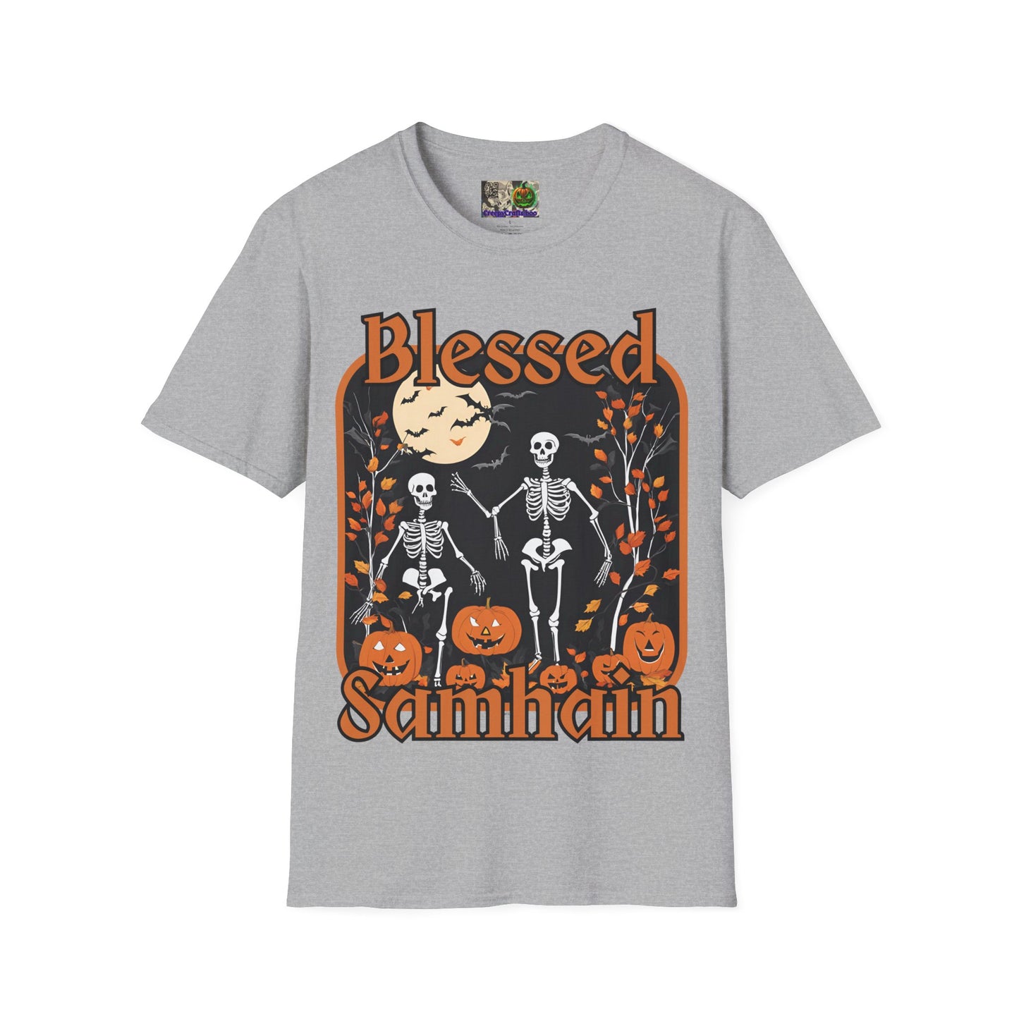 Spooktacular Skeletons of Samhain Light colors Unisex T-Shirt by CreepyCrafts.boo