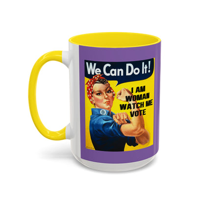 I Am Woman Watch Me Vote Rosie Light Purple Accent Mug by cypherpunkgear.com