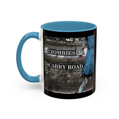 2-sided, Scabby Road Black Accent Mug by CreepyCrafts.boo