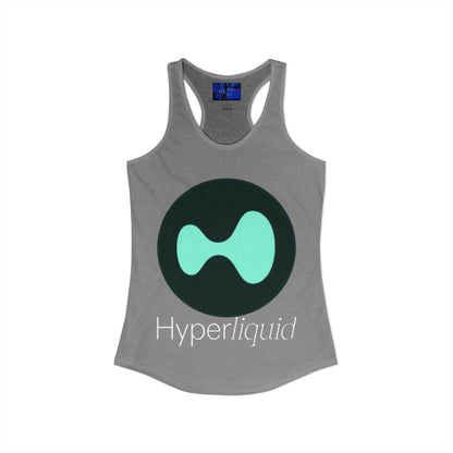 Hyperliquid White font Women's Racerback Tank Top by cypherpunkgear.com